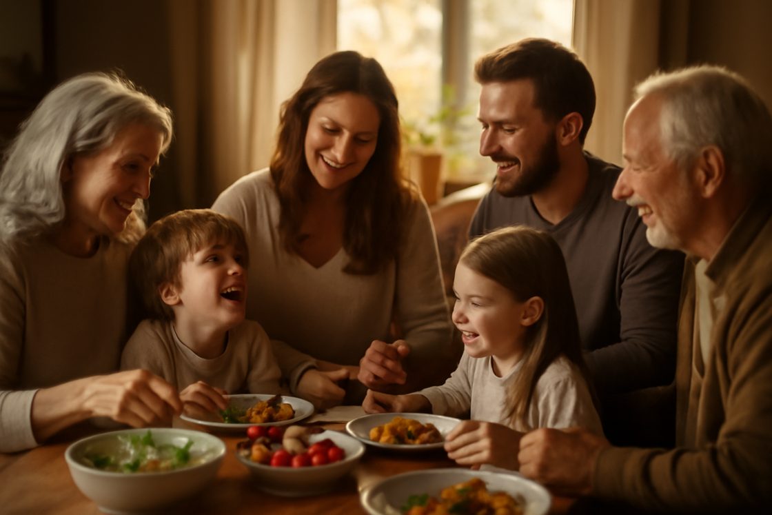 Un repas de famille sur plusieurs générations